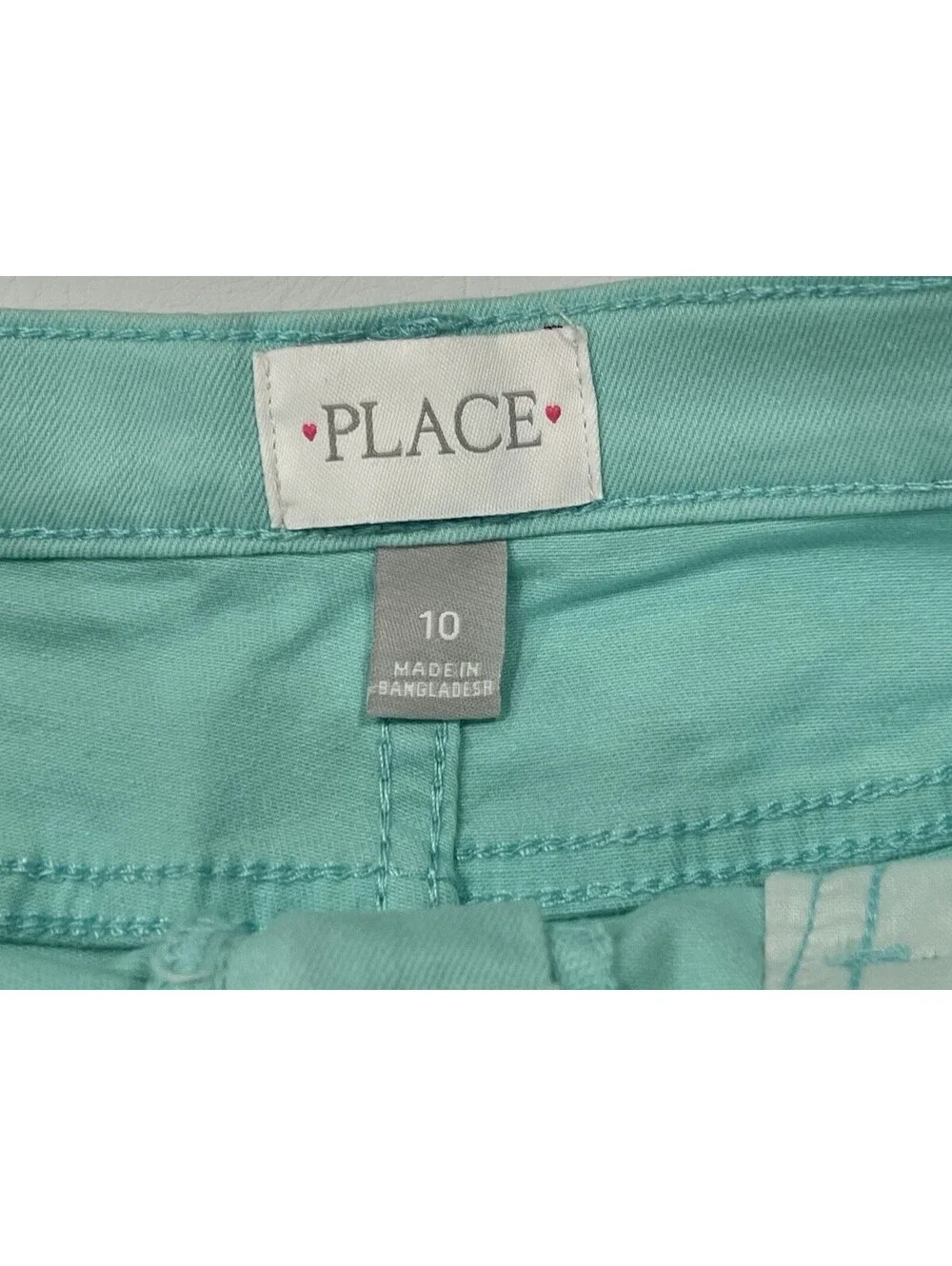 The Children's Place, Girl’s white and light mint shorts, Size 10, Lot Of 2